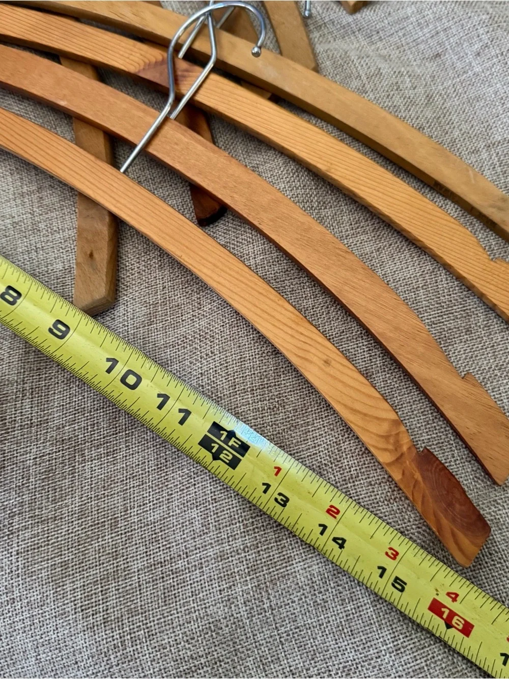 11 piece set of vintage curved solid wood coat suit hangers